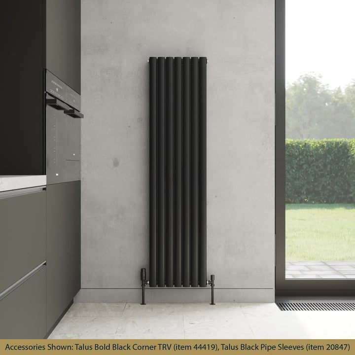 Omeara - Black Vertical Radiator H1600mm x W406mm Double Panel