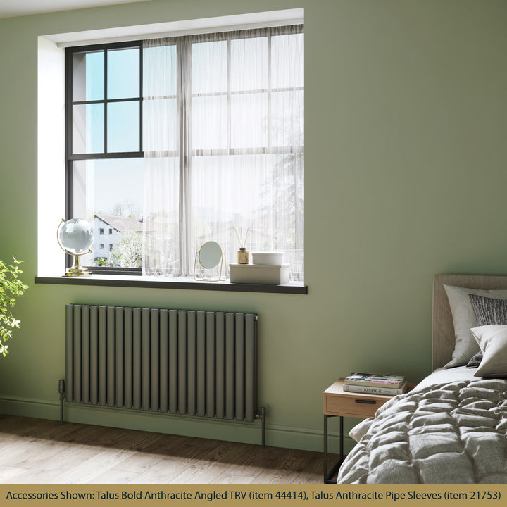 Omeara - Anthracite Horizontal Radiator H600mm x W1218mm Double Panel