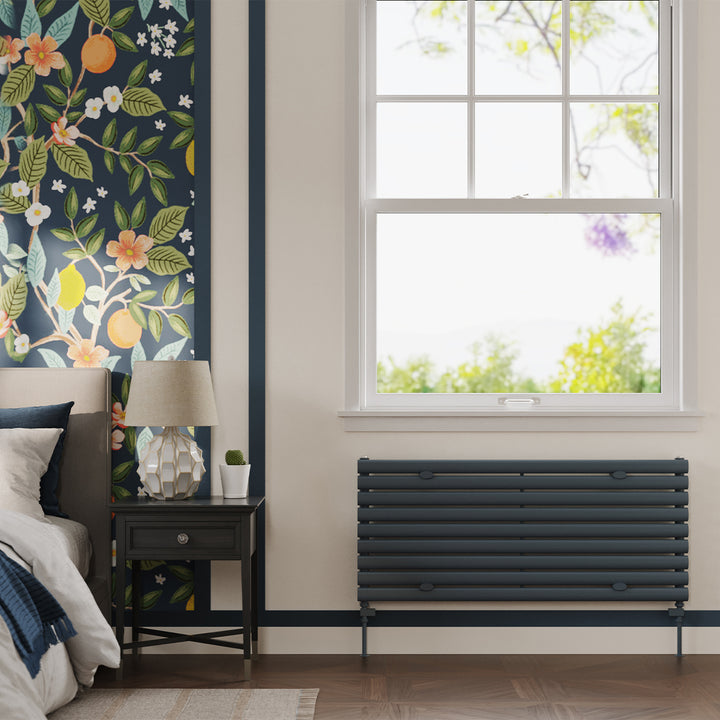 Omeara Axis - Anthracite Horizontal Radiator H522mm x W1200mm Single Panel