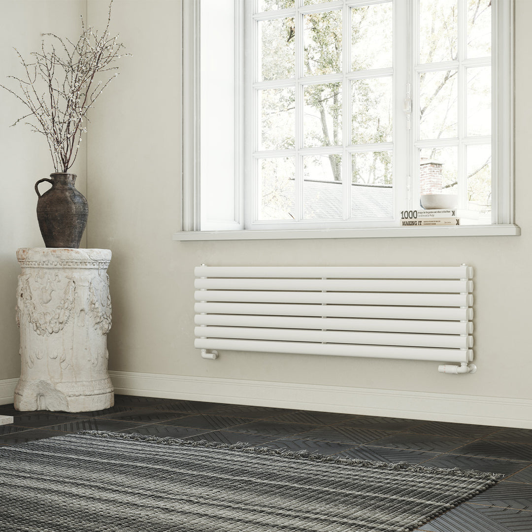 Omeara Axis - White Horizontal Radiator H406mm x W1400mm Double Panel
