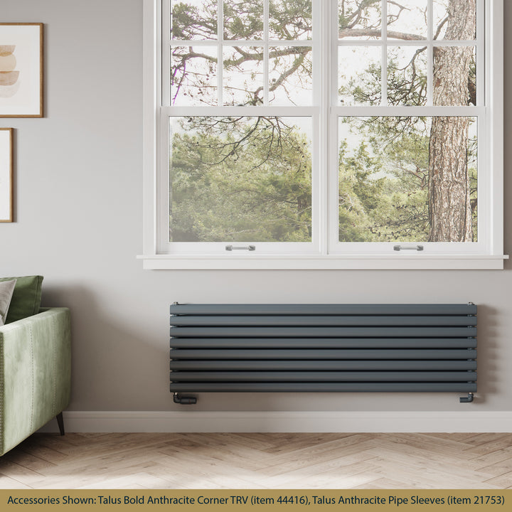 Omeara Axis - Anthracite Horizontal Radiator H464mm x W1600mm Double Panel