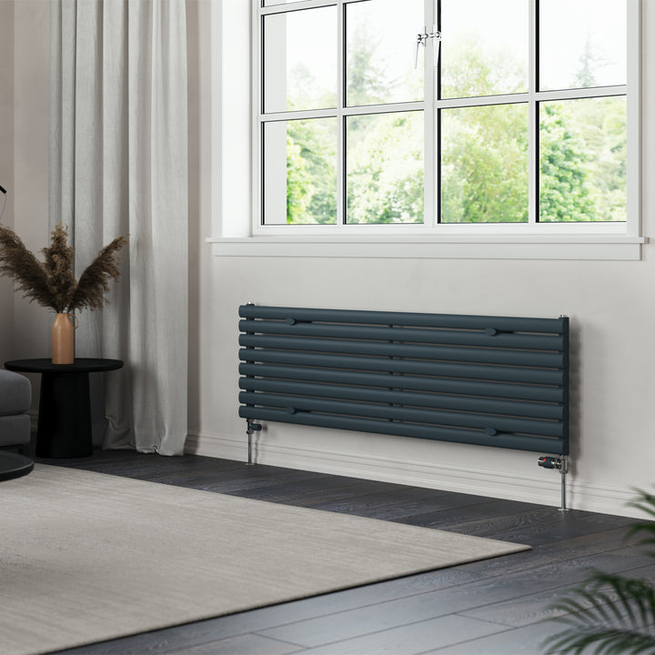 Omeara Axis - Anthracite Horizontal Radiator H464mm x W1600mm Single Panel