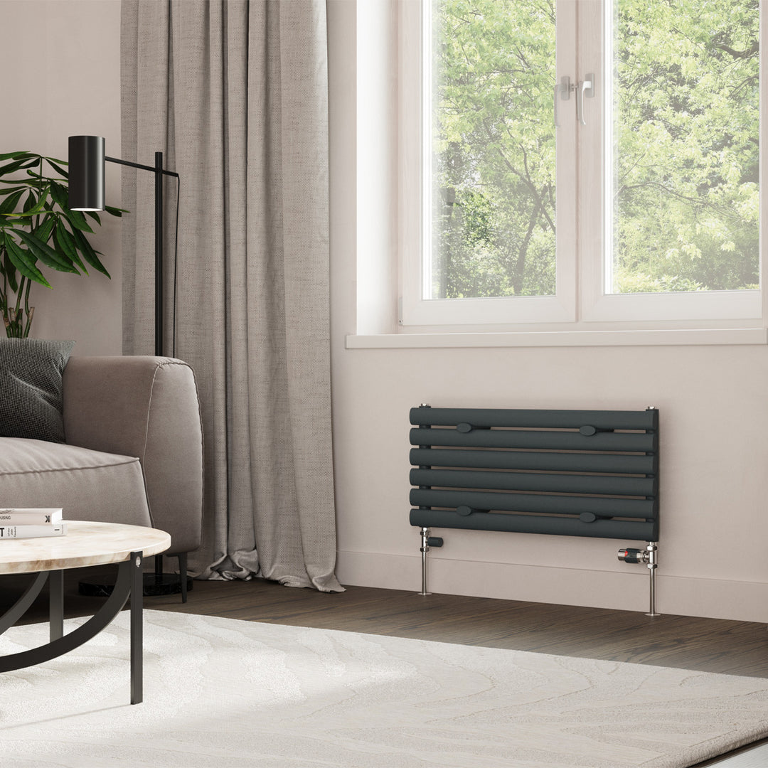 Omeara Axis - Anthracite Horizontal Radiator H348mm x W800mm Single Panel