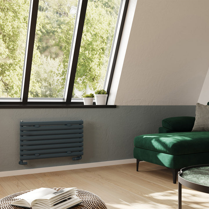 Omeara Axis - Anthracite Horizontal Radiator H464mm x W800mm Single Panel