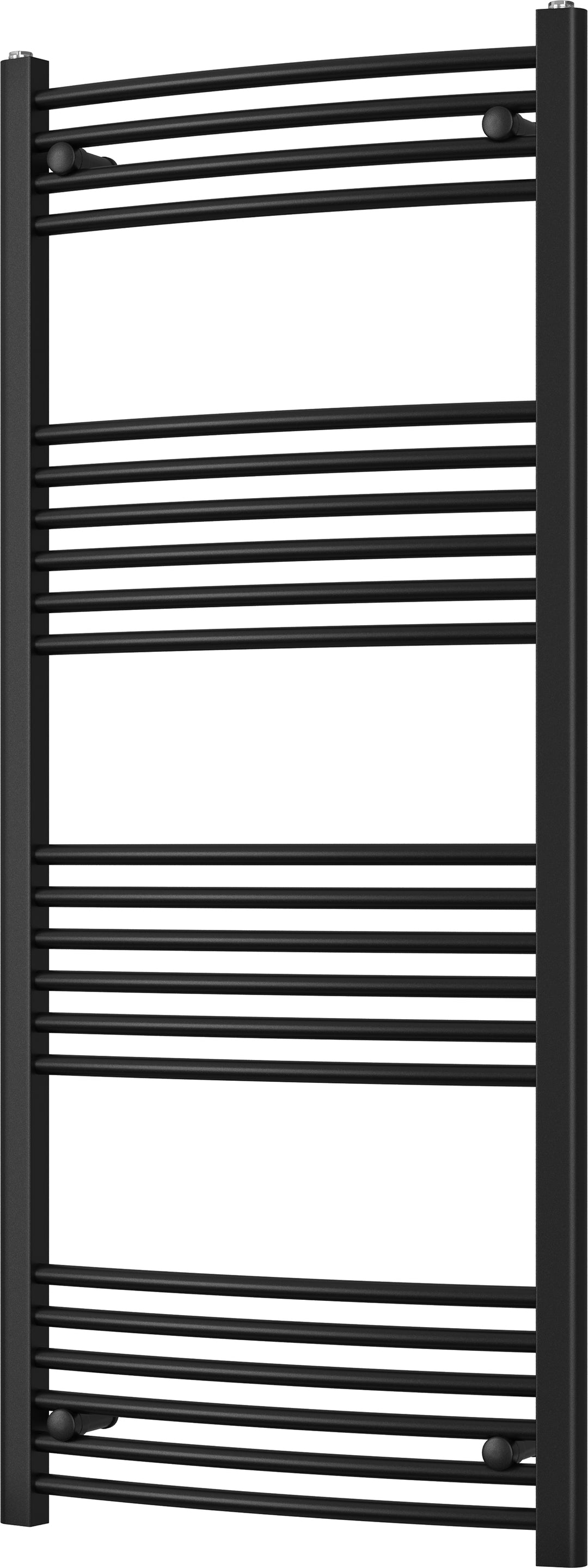 Zennor - Black Heated Towel Rail - H1400mm x W600mm - Curved
