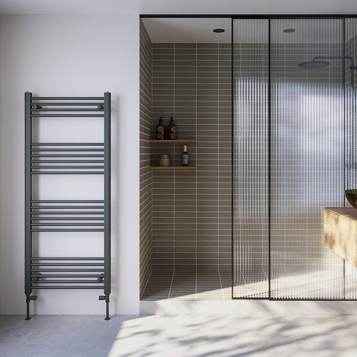 Zennor - Anthracite Heated Towel Rail - H1400mm x W600mm - Straight