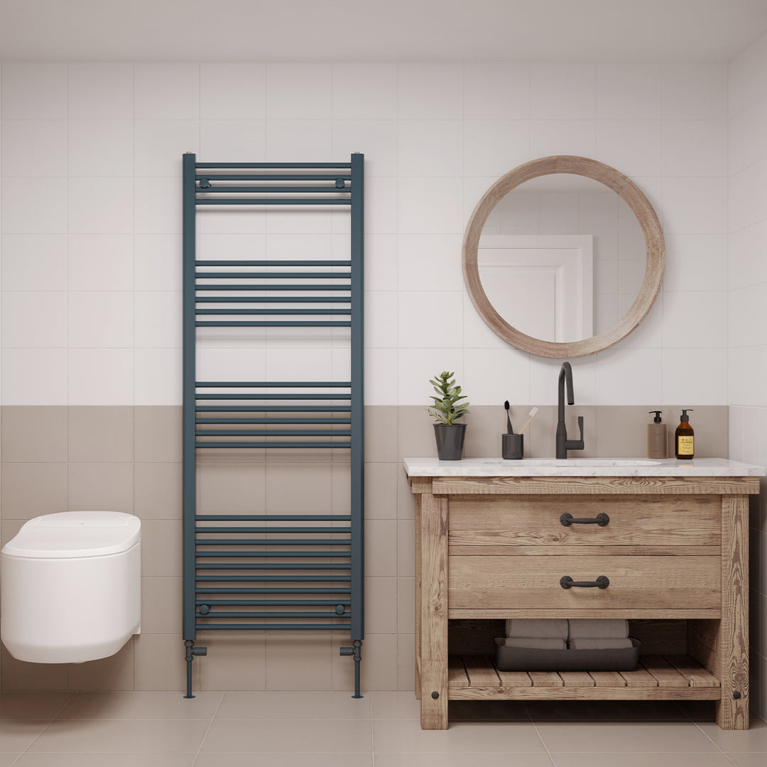 Zennor - Anthracite Heated Towel Rail - H1600mm x W600mm - Straight