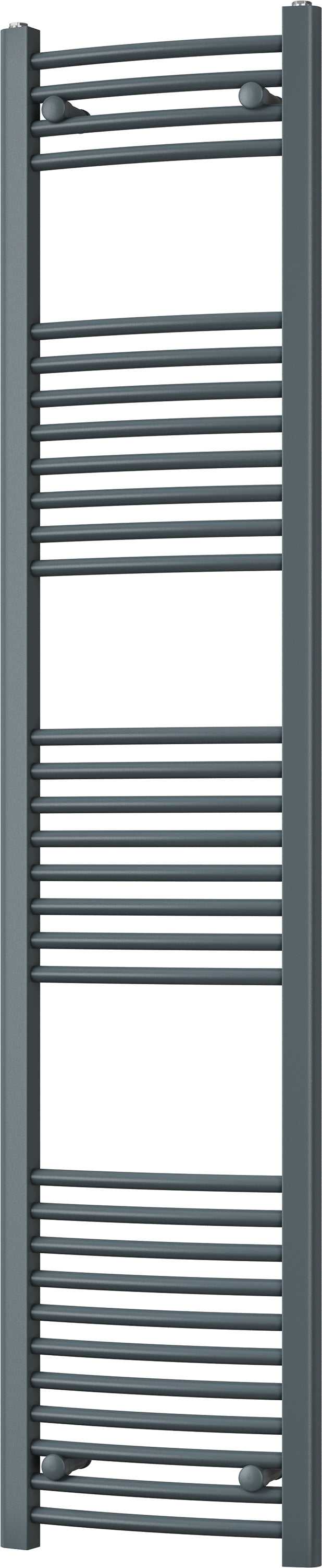 Zennor - Anthracite Heated Towel Rail - H1800mm x W400mm - Curved