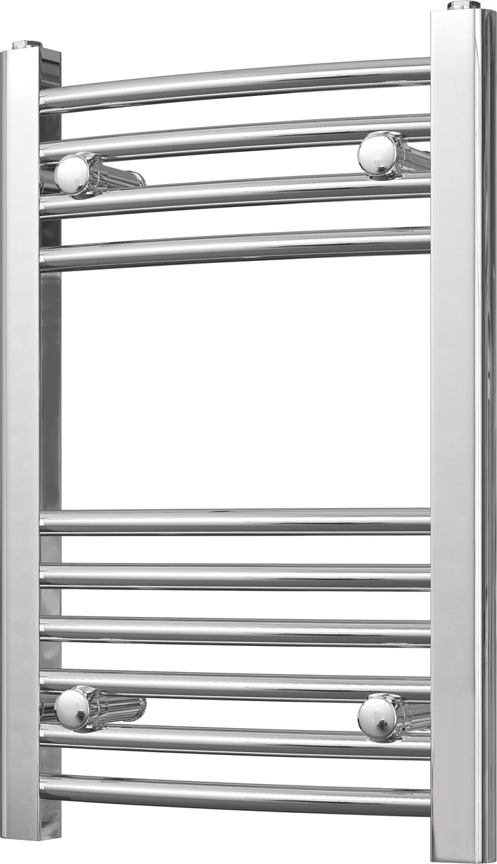Zennor - Chrome Heated Towel Rail - H600mm x W400mm - Curved