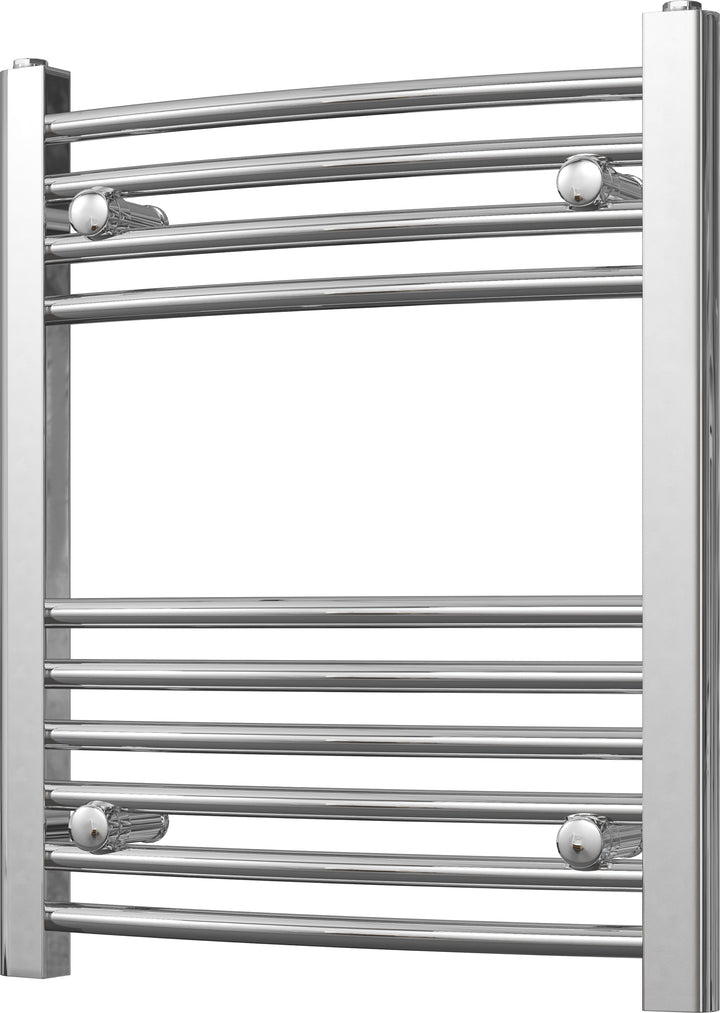 Zennor - Chrome Heated Towel Rail - H600mm x W500mm - Curved