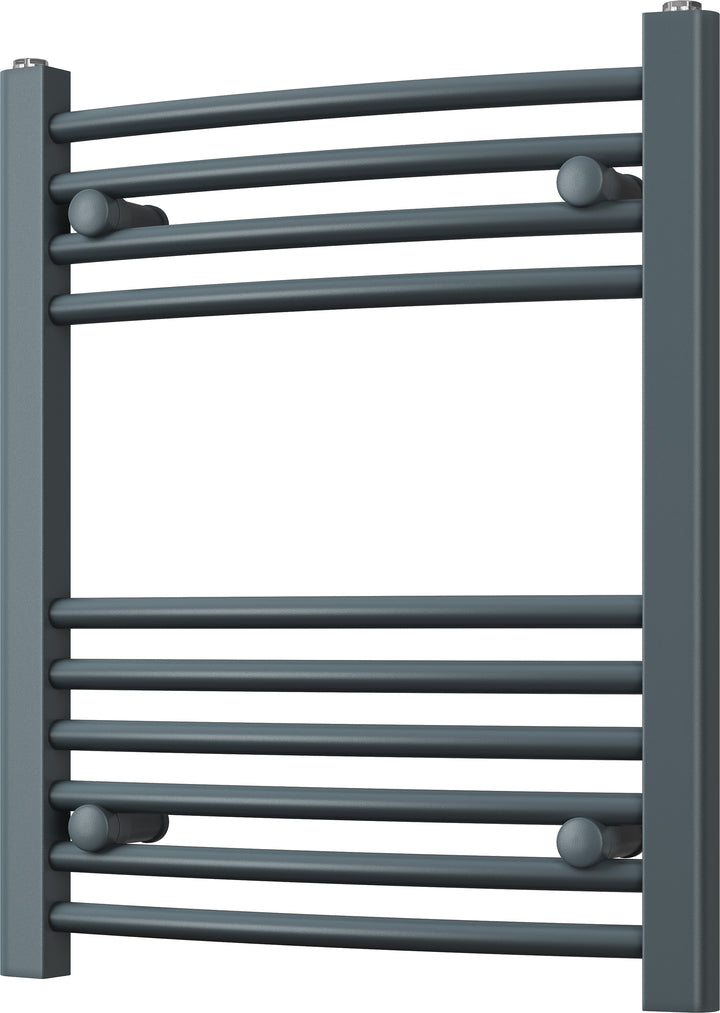 Zennor - Anthracite Heated Towel Rail - H600mm x W500mm - Curved