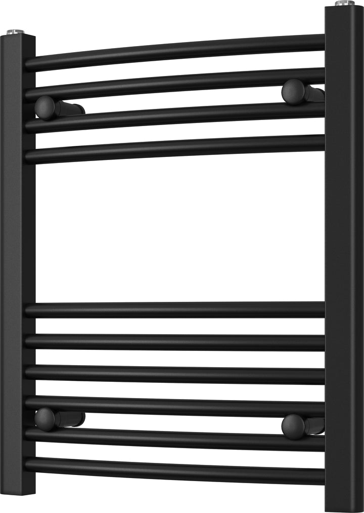Zennor - Black Heated Towel Rail - H600mm x W500mm - Curved