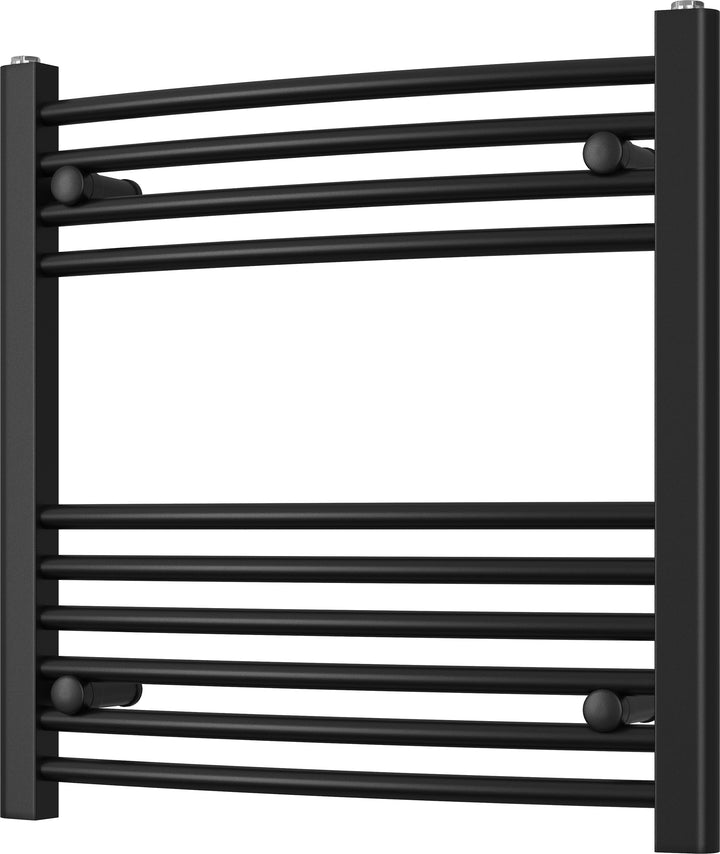 Zennor - Black Heated Towel Rail - H600mm x W600mm - Curved
